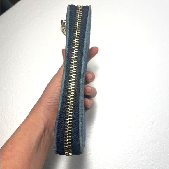 Aimee Kestenberg Denium Patchwork Zip-around Wallet Blue Leather Suede - Picture 4 of 11